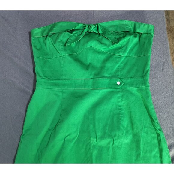 CREMIEUX Women's SZ 8 Kelly Green Strapless Bow Dress Spring Preppy - Picture 1 of 12